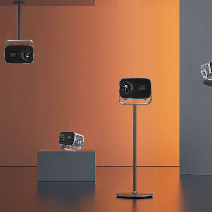 Grey - HY310 Mini LED Projector Android 11.0 OS Electric Focus 1080P Supported Dual-5G-WIFI 390 Ansi