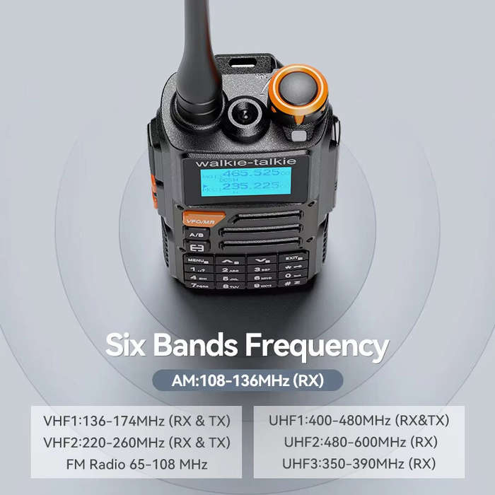 Black - Baofeng BF-K69 High Power Walkie Talkie Multi-Band Wireless Copy Frequency 999CH Type-C AM F