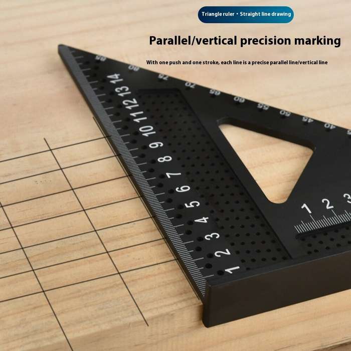 Black - Aluminum Alloy 7 Inch Right Angle Ruler Metric Imperial Scale 90 Degree Angle Carpenter Squa