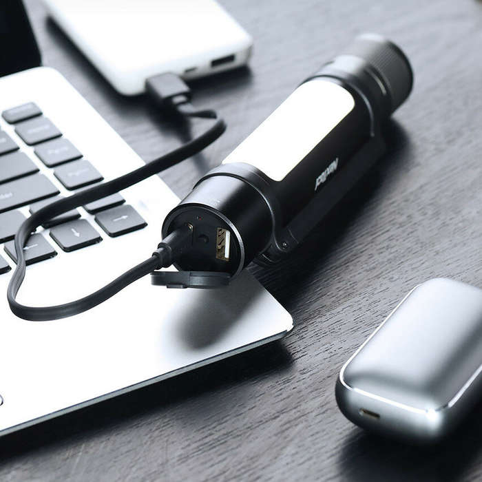 NEXTOOL 6-in-1 1000lm Dual-light Zoomable Alarm Flashlight USB-C Rechargeable Mobile Power Bank Magn