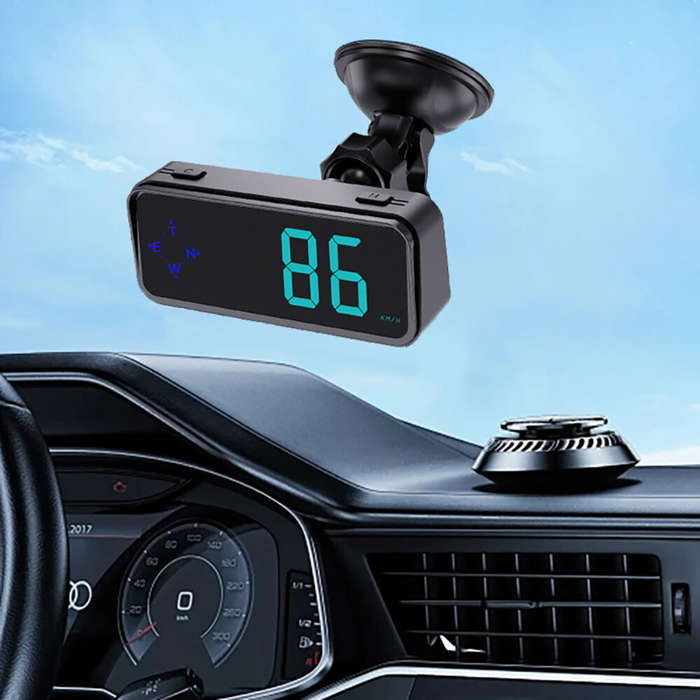 Black - Car HUD Head Up Display LED Display Alert Speeding Alert Car LED Display Clock Car SUV RV Mi