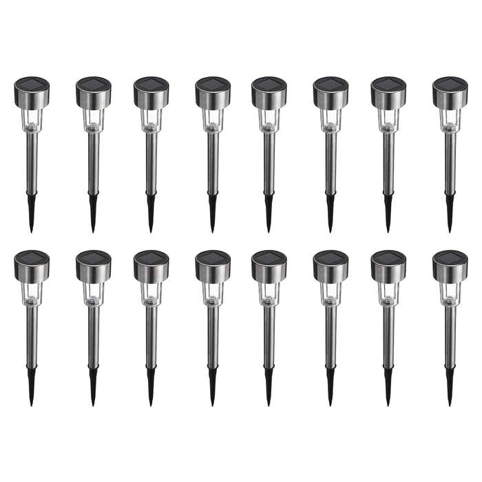 16pcs LED Solar Stainless Steel Lawn Lamps Garden Outdoor Landscape Path Light