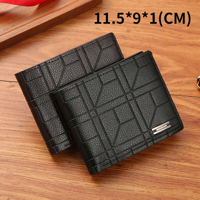 Black - Men Bifold Wallet Fashion Soft PU Leather Money Clip Multicard Slot Card Holder Thin Purse S