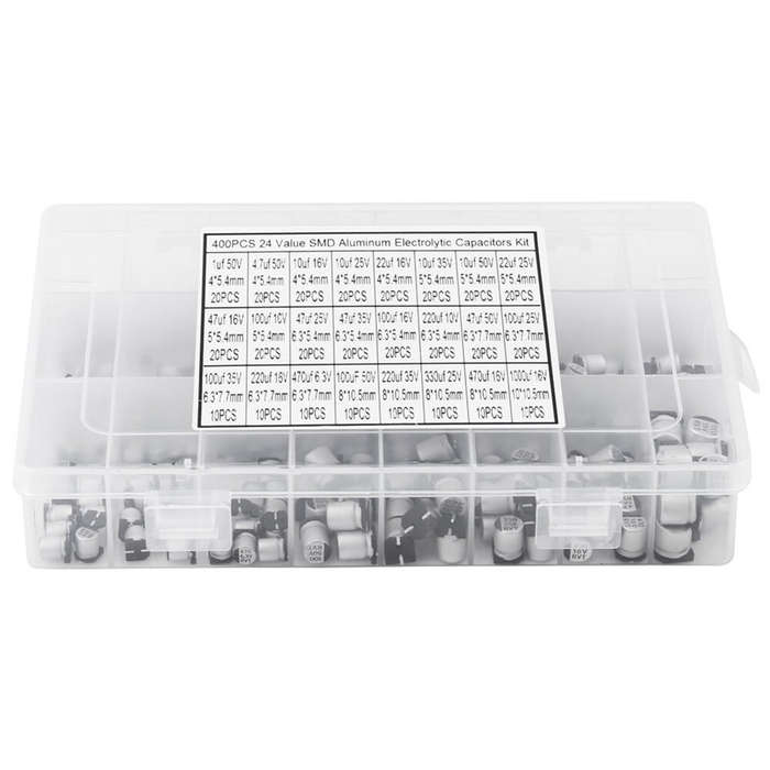 400pcs - 400 Pcs Electrolytic Capacitors Kit 24 Values from 1uF to 1000uF High Quality Aluminum SMD