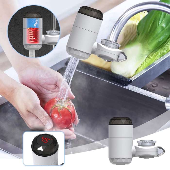 US - 3000W Instant Tankless Electric Water Heater Faucet with LED Display Easy Installation IPX4 Wat