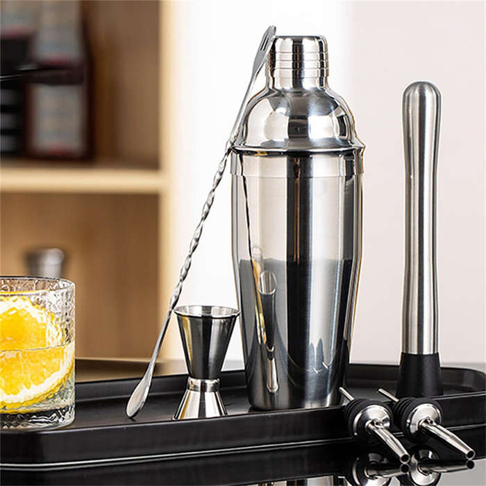 6pcs - 6PCS Stainless Steel Cocktail Shaker Set Professional Martini Drink Mixer Tool Set for Home B