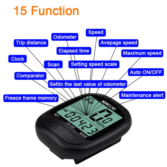Black - JOYCUNE JOY-587 Wired Bike Computer Waterproof Bicycle Speedometer Odometer Stopwatch Cycle