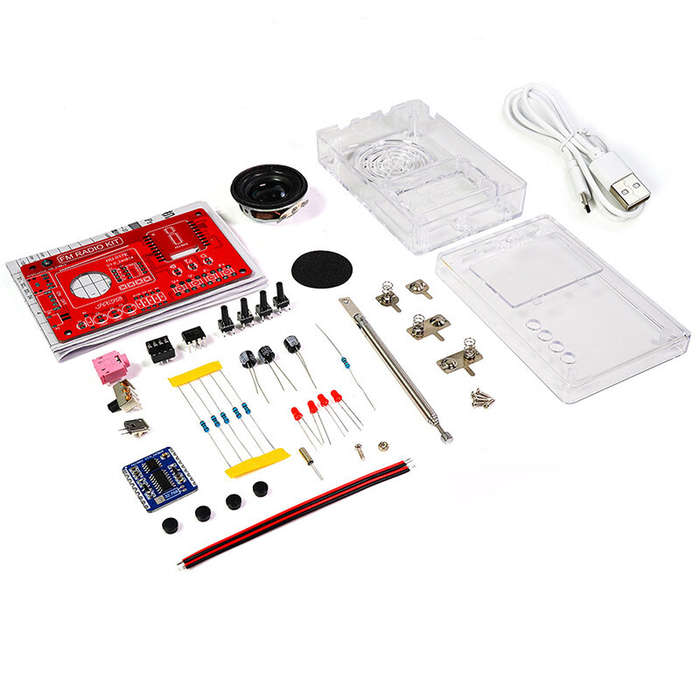 Parts+Shell - HU-017E DIY Radio Kit with RDA5807 Noise Cancelling Radio Module 87-108MHz FM Receiver