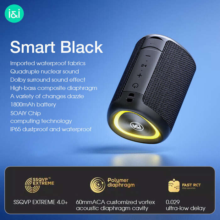 Blue - SOAIY S37 bluetooth Speaker 52mm Speaker Deep Bass RGB LIght TWS 1800mAh IP65 Waterproof Supp