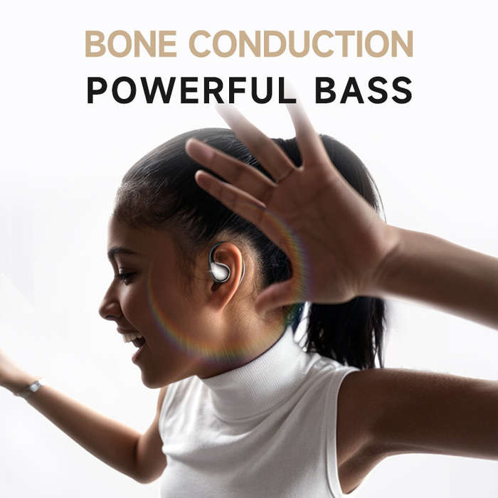 Black - Picun T61 Bone Conduction Earbuds Wireless bluetooth Earphone Deep Bass AAC Audio Dual-Mic A