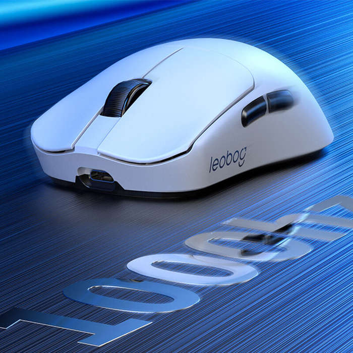 White - LEOBOG GM3 Tri-mode Wireless Gaming Mouse PAW3311 Sensor 50g Lightweight 12000 DPI 1000Hz Po