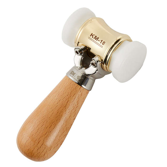 HONGDUI KM-18 Mallet Hammer 22-Ounce Brass Head Mallet Replaceable Plastic Hammer Heads Nylon Insert