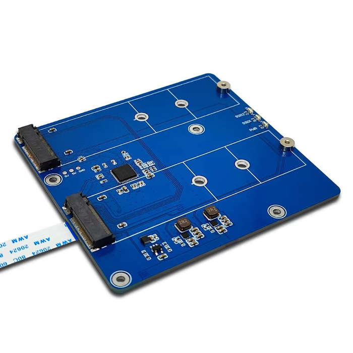 Only Board - Raspberry Pi 5 PCIe to M.2 Dual NVMe SSD Expansion Board High-Speed Dual SSD 2280 Suppo