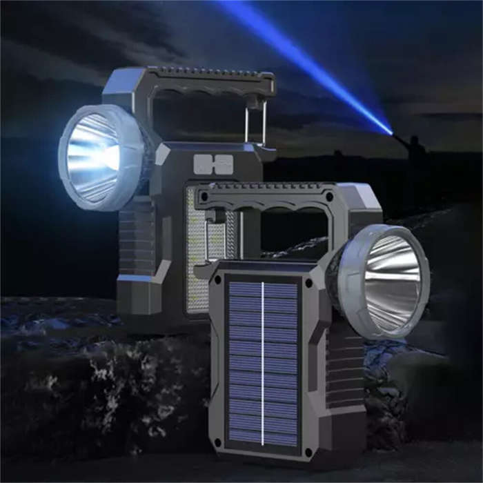 LED - IPRee Solar Light LED Handheld Flashlights Type-C Rechargeable Portable Torch with 4 Modes COB