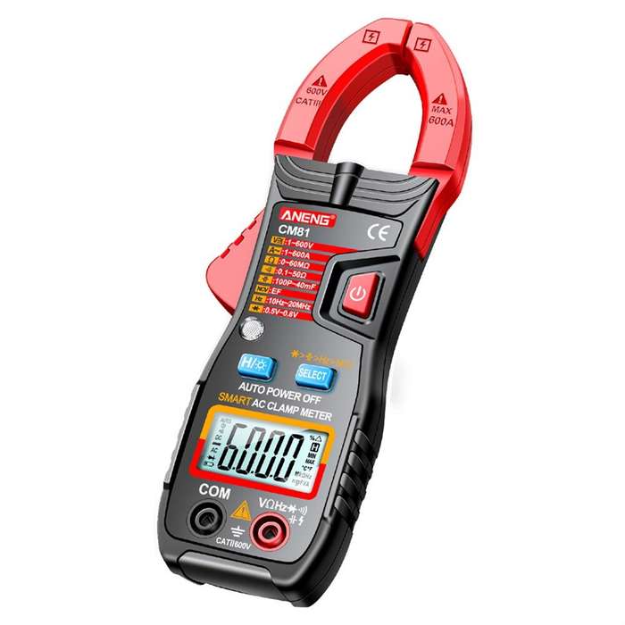 Black - ANENG CM81 6000 Counts Auto Range NCV Digital Clamp Meter DC/AC Voltage Current Resistance F