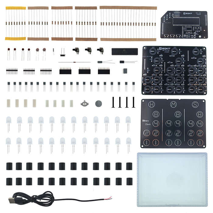 Unassemble Kit - EQKIT YBN-20 Binary Clock DIY Electronic Kit USB 5V Multi-Color LEDs High Precision