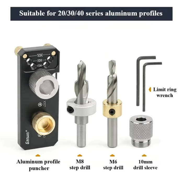 Black - Aluminum Profile Drilling Jig 20/30/40 Series Profile Positioning Punching Locator Set with