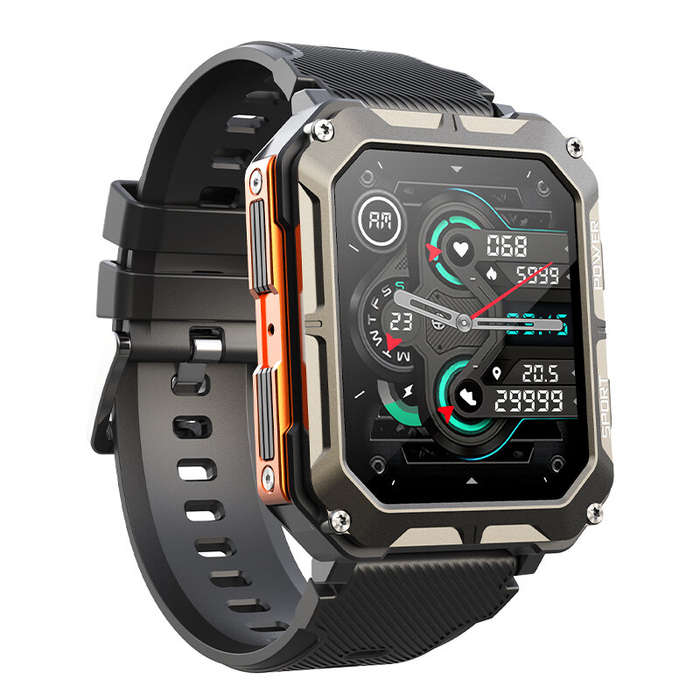 Black - Senbono C20pro 1.83inch HD Screen bluetooth Call Heart Rate Blood Pressure Blood Oxygen Moni