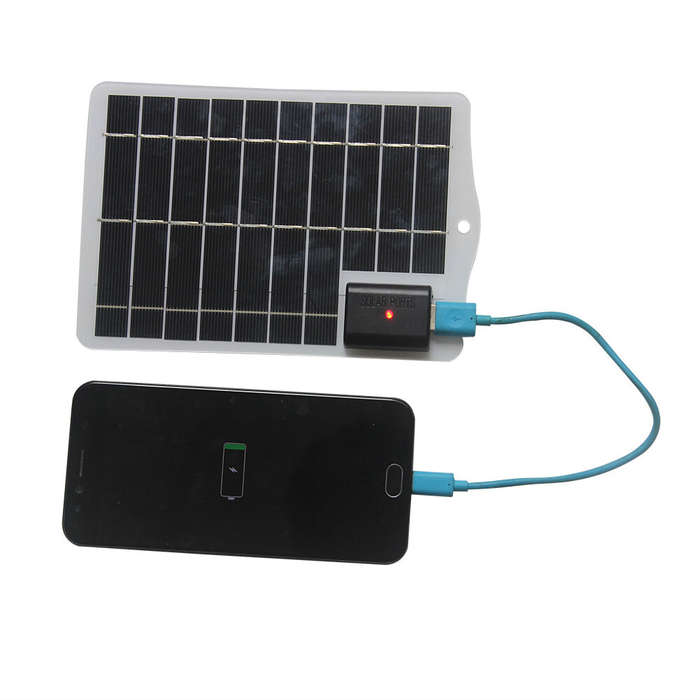 Black - 3.5W 5V Solar Panel Charger USB Output Monocrystalline Silicon High Efficiency Waterproof Po