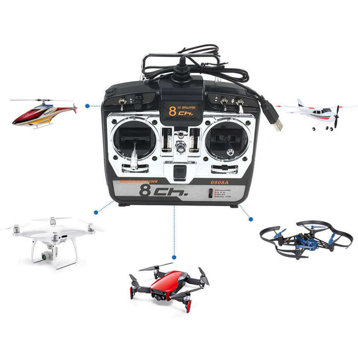 Mode 2 (Left Hand Throttle) - 0908A 8CH 16-in-1 RC Flight Simulator W/CD For Phoenix5.0 XTR Realflig