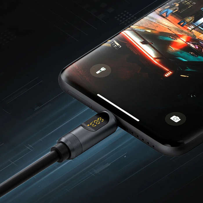 2M - Hagibis PD240W USB-C Fast Charger Cable 1M 2M Silicone Charging Cord with LED Display for iPhon
