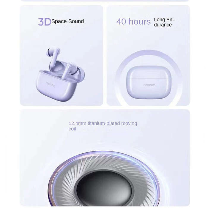 White - Realme Buds T310 bluetooth Headset Wireless ANC Earphone 46dB Depth Noise Cancelling AI Call
