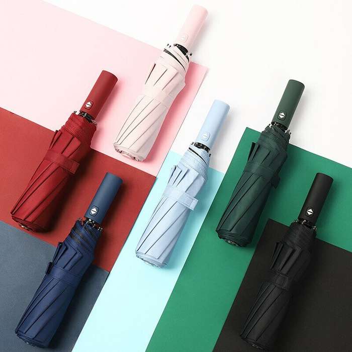 Sky Blue - AGSIVO Travel Automatic Folding Umbrella Sun and Rain 10 Ribs Reinforced Windproof UPF 50
