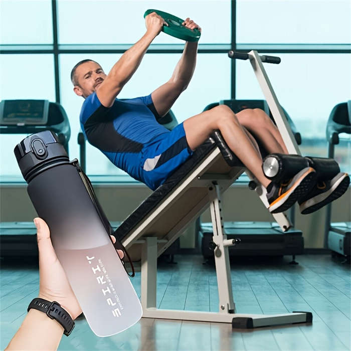 Black - IPRee 1L Large Capacity Sports Water Bottle Leak Proof Colorful Plastic Cup Drinking Outdoor
