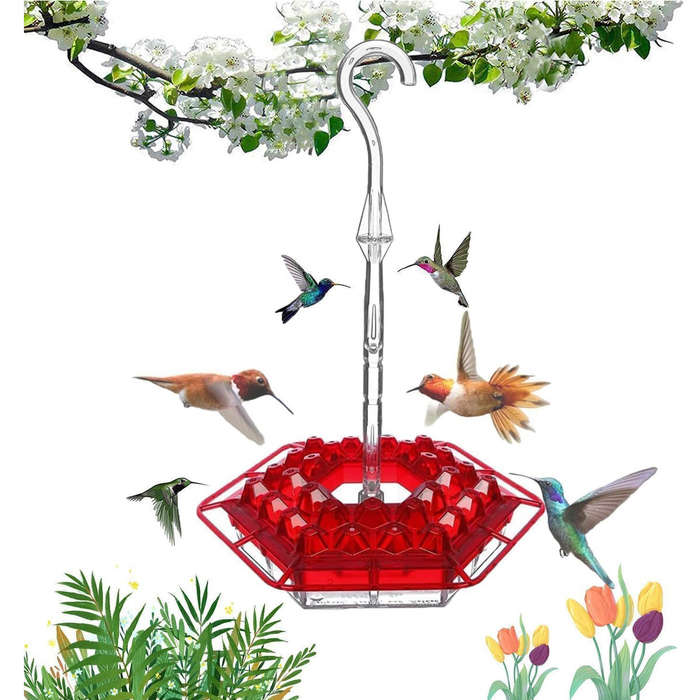 Purple - Hand-Blown Hummingbird Feeder Multi-Feed Ports Easy Clean Mount Acrylic Outdoor Hanging Bir