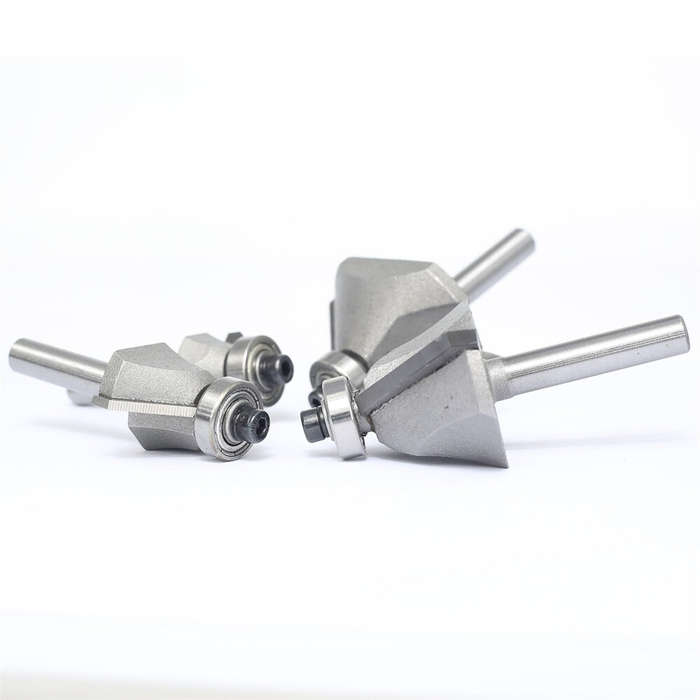 4Pcs - 4PCS 45 Degree Chamfer Router Bit Set 1/4" Shank Carbide Tipped 1/4" 1/2" 3/4" 7/8" Bevel Len