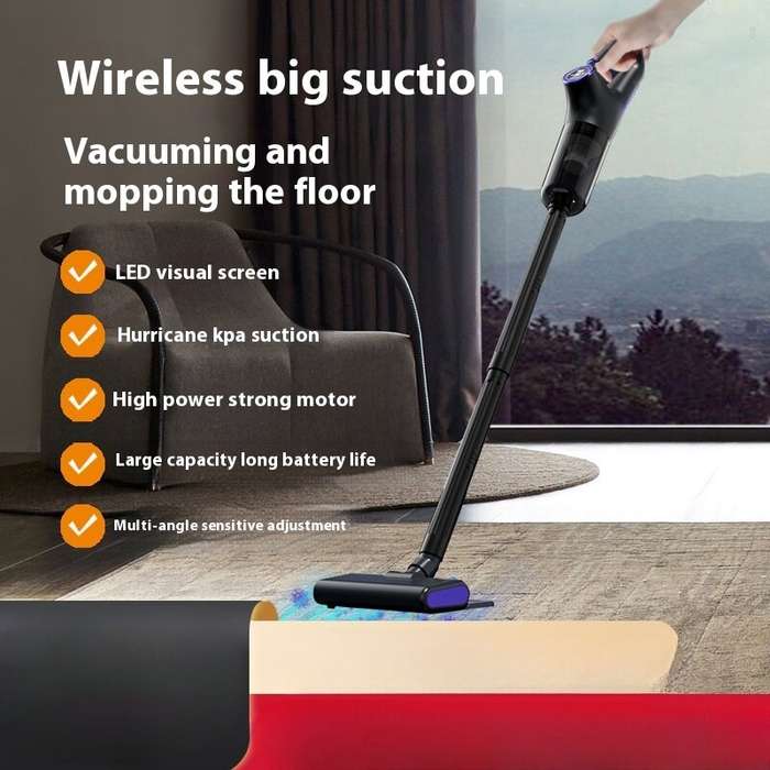 Black - Tevorex Handheld Small Cordless Vacuum Cleaner 120W 650ml Dust Cup 15kPA Suction LED Display