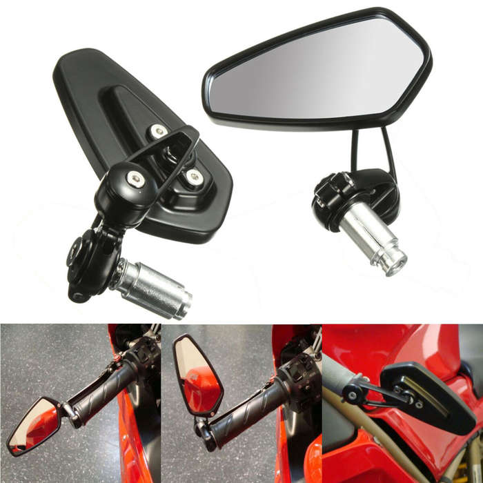Red - 2Pcs 7/8 Inch 22mm Motorcycle Handle Bar End Rearview Side Mirrors Aluminum Universal