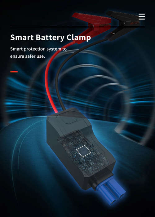 Black - Smart Clamp 650A Emergency Power Smart Jump Start Clamps Emergency Power Supply Intelligent