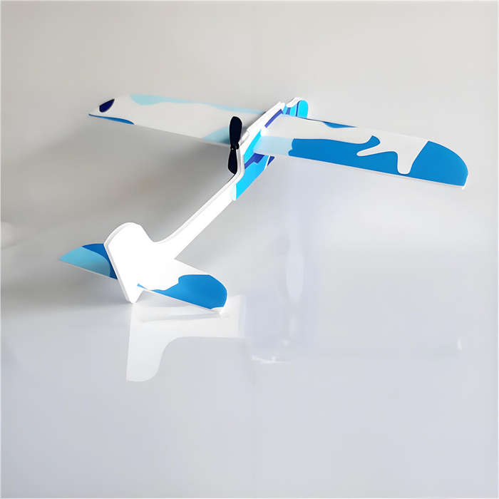 Blue - Single Wing Airplane Model Electric Foam Glider Assembly kit Science Education Outdoor Childr