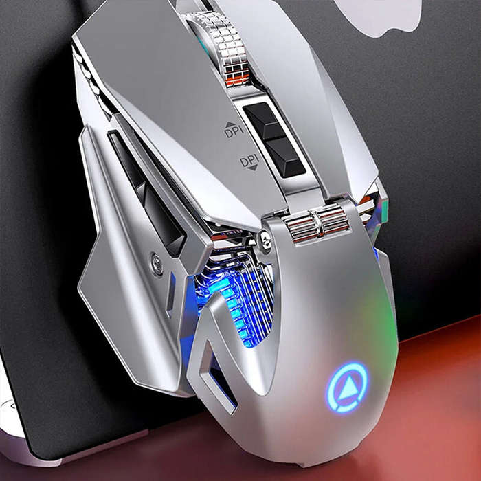 Silver - YinDiaoG10 Wired Macro Programming Gaming Mouse Colorful Water-cooled Light 7200 DPI Mice w