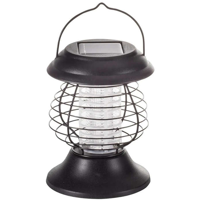 Black - Solar Powered Mosquito Killer Lamp IP65 Waterproof Auto On/Off Portable Outdoor Bug Zapper