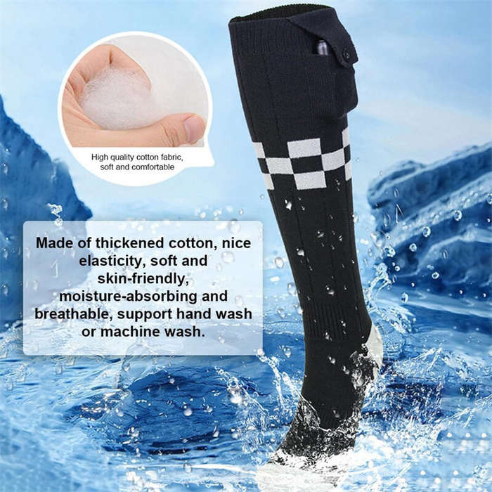 Black - TENGOO Electric Heated Socks For Men Women Heat Cotton Socks Power Winter Warm Long Socks Fo