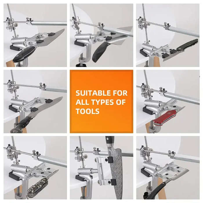 RX-009 Professional Knife Sharpener with 4 Whetstones Dual Clamps 360 Rotation Flip Design Fixed-Ang