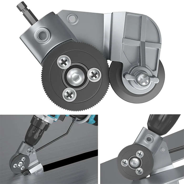 Silver - Titanium Steel Electric Drill Plate Cutter 3.94x3.94x1.18 Portable Metal Sheet Cutting Atta
