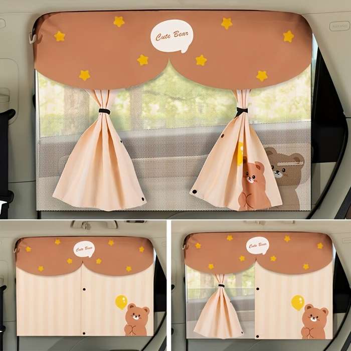 B - Car Side Window Curtains Privacy Double Layer Curtains Car Sun Protection Magnetic Window Light