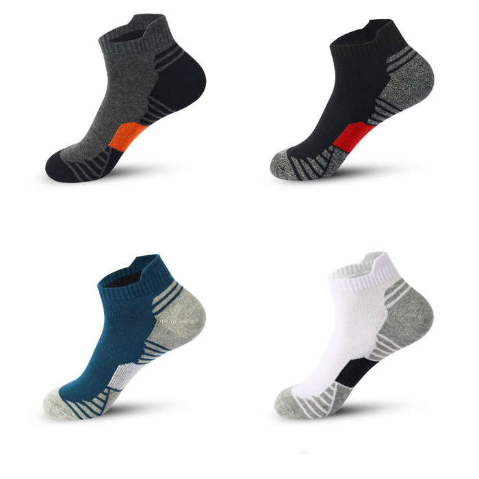 #01 - 5 Pairs Men's Cotton Breathable Athletic Short Socks, Men's Low Cut Sweat-Wicking Ankle Socks,