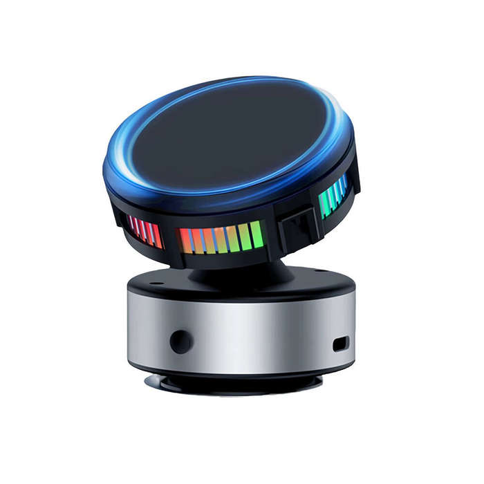 Black - Wireless Charger Vacuum Magnetic, Active Cooling 15W Car Mount Charger with RGB Light Phone