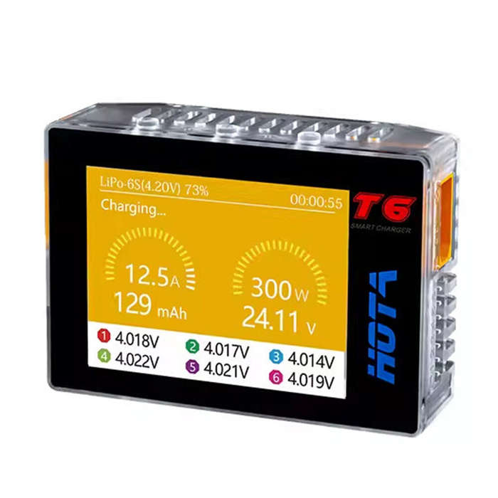 Black - HOTA for T6 DC 300W PD 90W 15A 1-6S Pocket LiPo Battery Charger