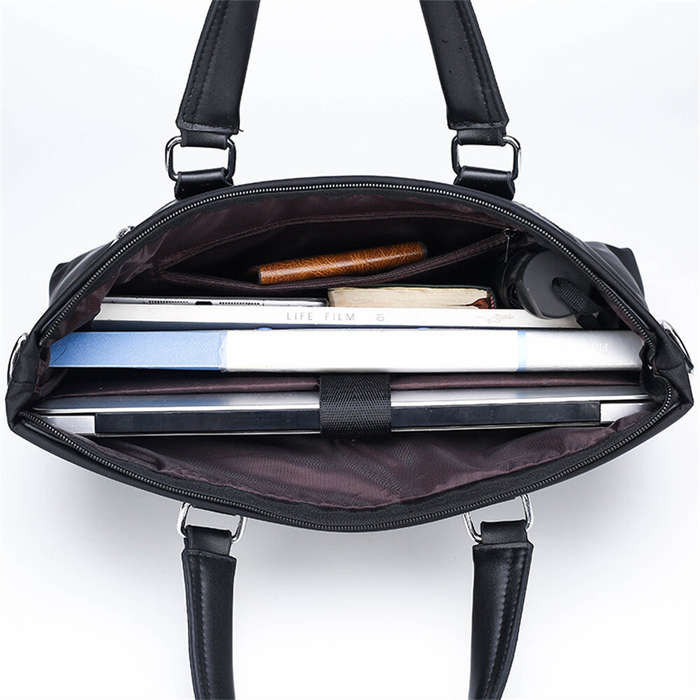 Black - Men's Business Briefcase 14'' Laptop Handbag Waterproof Large Capacity Shoulder Crossbody Ba