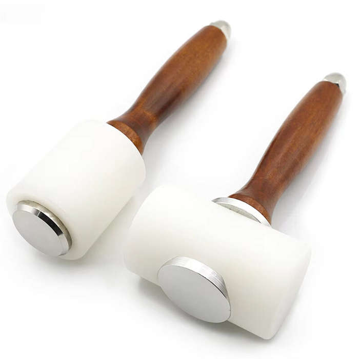 #A - Nylon Leathercraft Carving Hammer with Wooden Handle Leather Craft Carving Hammer Cowhide Sew H