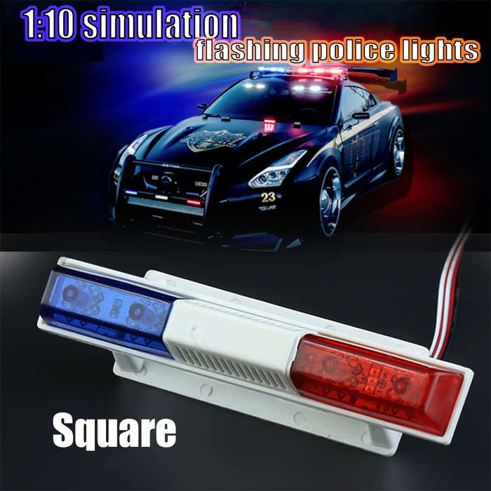 Round Shape - RC Car Parts LED Police Flash Light Alarming for 1/10 HSP Kyosho Tamiya Axial SCX10 D9