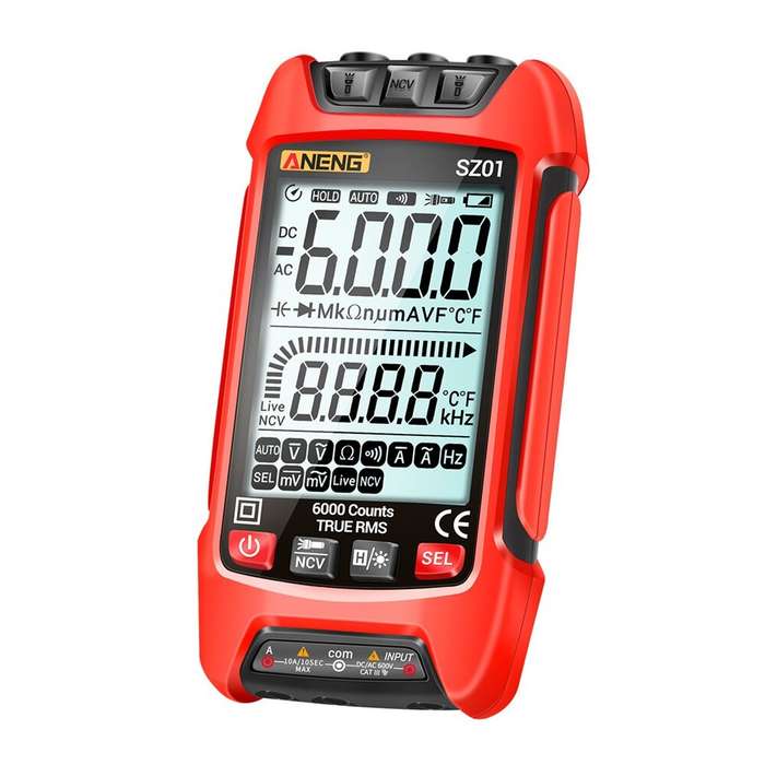 Red - ANENG SZ01 6000 Counts Auto Range True RMS Digital Multimeter High Precision Resistance Freque