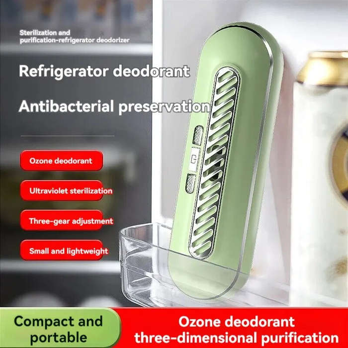 Green - Refrigerator Deodorizer Ozone Sterilization Air Purifier 1200mAh Battery with Quick Air Puri