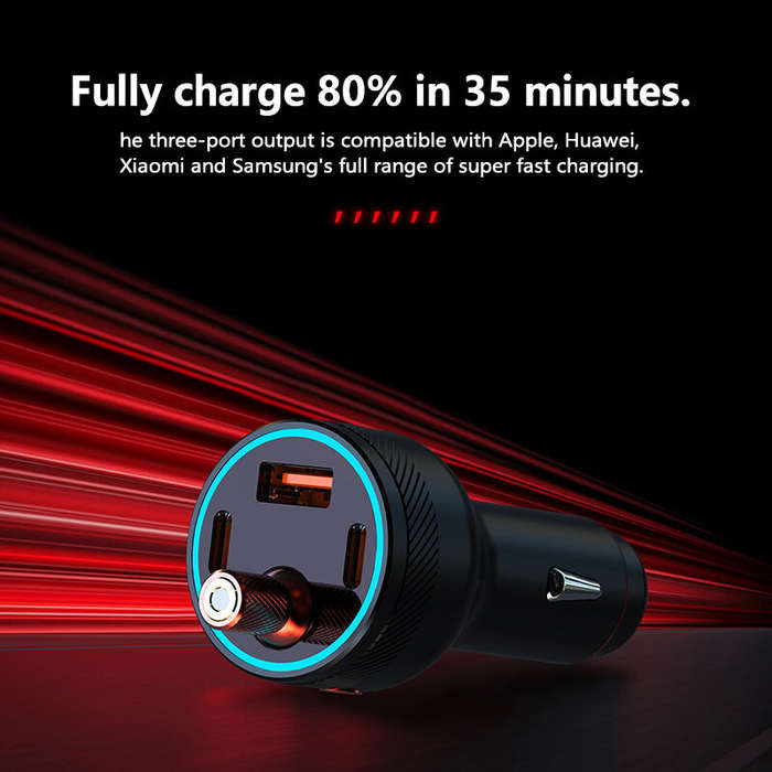 Black - 101W Car Charger New Starry Sky Roof Atmosphere Light Suitable For Huawei Apple &Android Pho