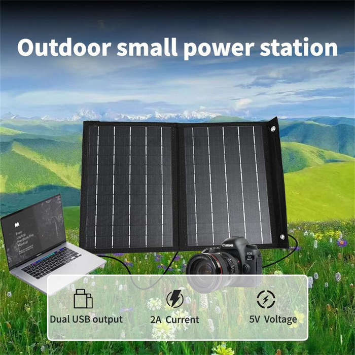 10W - IPRee 10W 5V Portable Solar Panel Folding Bag Waterproof Dual USB Port Charger Mobile Power Ba